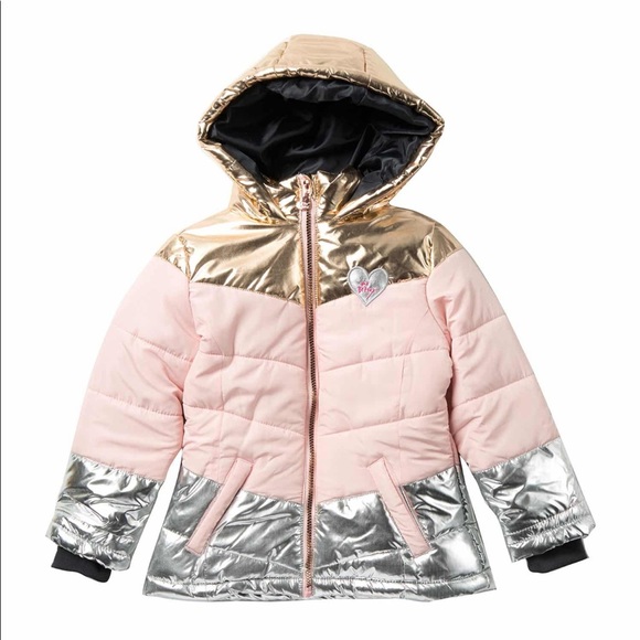 Metallic Accent Hooded Puffer Jacket - Picture 1 of 4